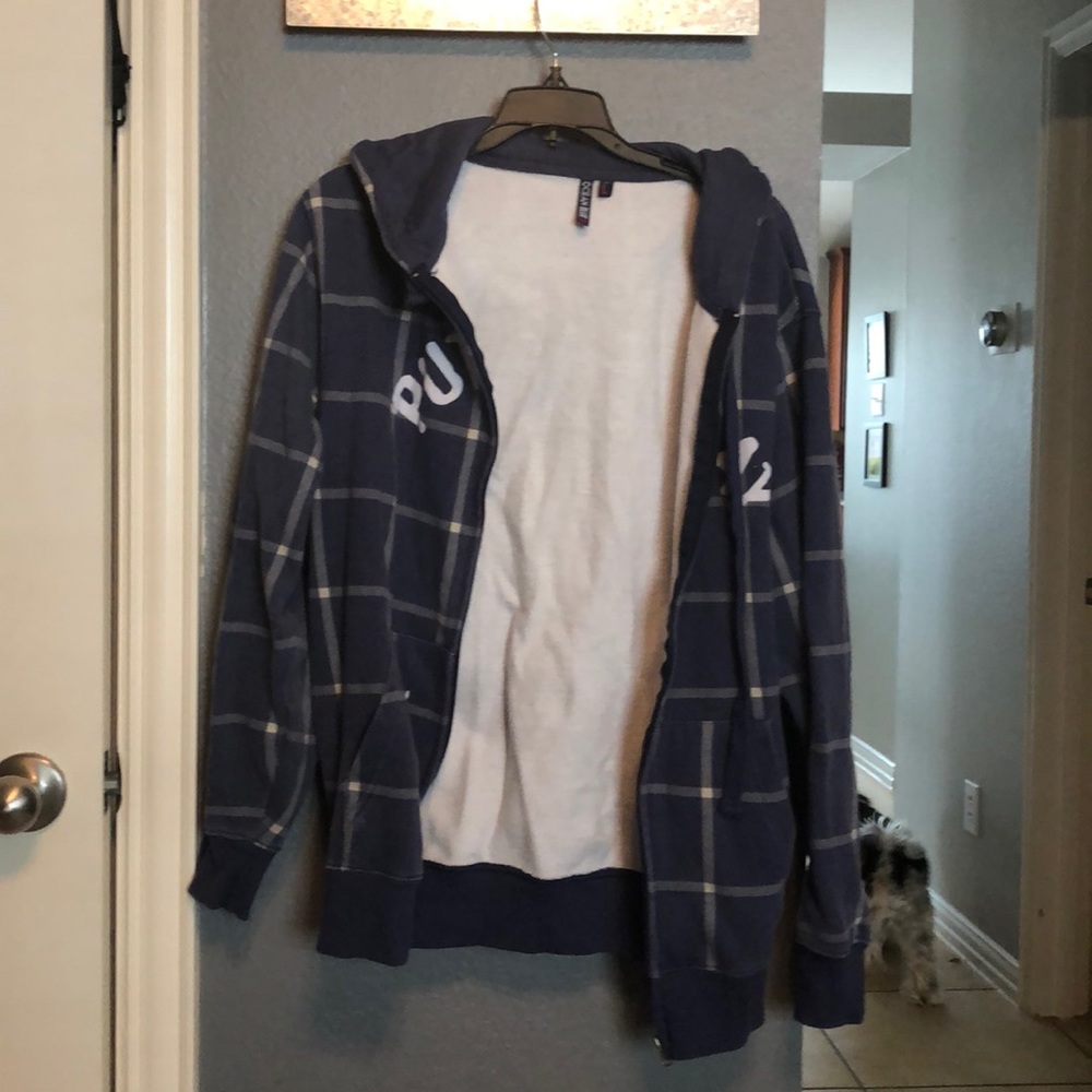 Blue and white Put In Bay zip up hoodie